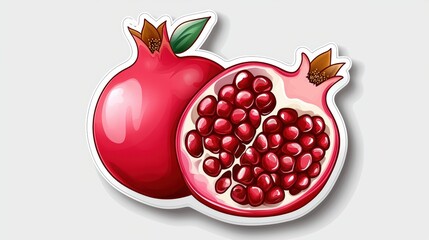Vibrant illustration of a pomegranate, showcasing its juicy seeds and rich color. Perfect for food-related designs and nutrition themes.