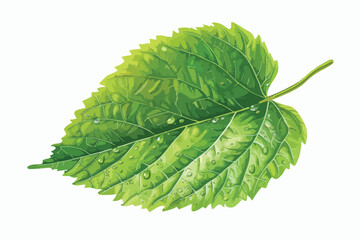 Green Leaf Icon Raster Drawing Isolated Single Clipart