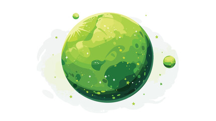 Green Planet Flat Vector Isolated on White Background