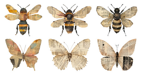 Vintage ephemera  png cut out element set