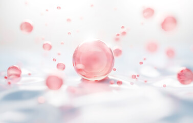 3D Collagen Skin Serum and Vitamin illustration isolated on soft color background. concept skin care cosmetics solution. 3d rendering.	
