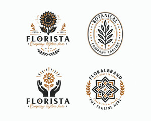 Obraz premium Set bundle nature floral botanical salon logo design for business company