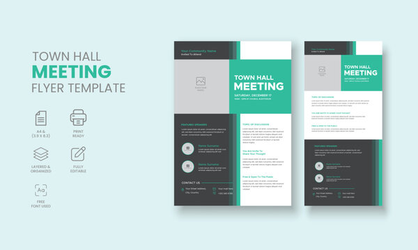 Town Hall Meeting Flyer Templates,Town Hall DL Flyer, City Hall Flyer and Poster, Roll up banner