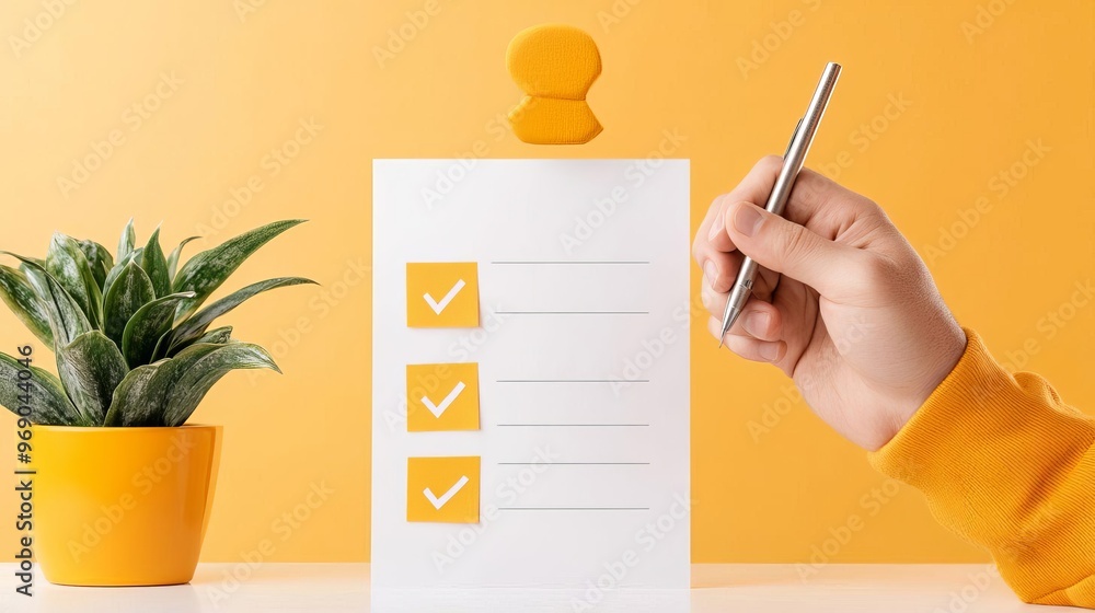 Aufkleber maximizing efficiency a closeup of a team members daily productivity checklist highlighting clearly 