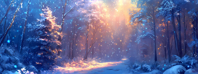 Enchanted Winter Forest Under the Stars