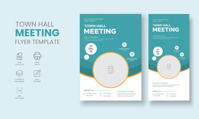 Town Hall Meeting Flyer Templates,Town Hall DL Flyer, City Hall Flyer and Poster, Roll up banner