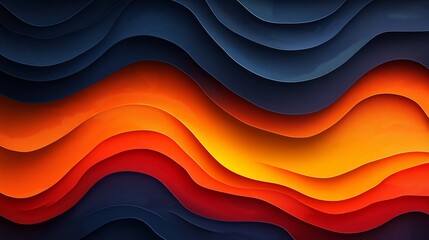 A colorful, abstract painting with orange, blue, and black stripes. The painting has a dynamic, energetic feel to it, with the colors and lines creating a sense of movement and depth