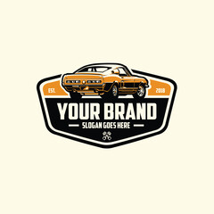 Premium Classic Muscle Car Emblem Logo Vector. Best for Classic Automotive Restoration Related Industries