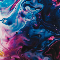 Fototapeta premium Extreme Close-Up of Swirling Paint in Water, Abstract Vibrant Colors Blending Together, High-Quality Texture and Detail