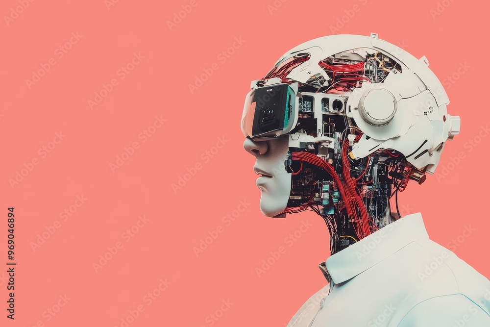 Poster exploring humanity and technology: a glimpse into ai's evolution with a robotic interface