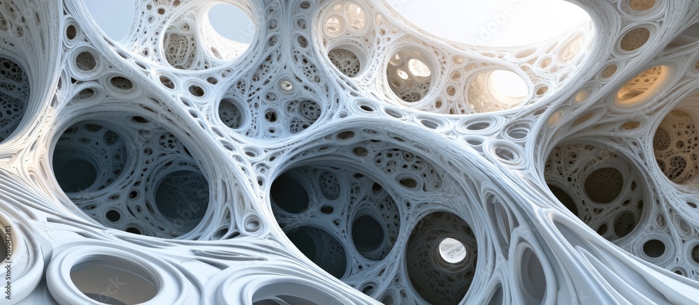 Poster 3d rendering of an intricate architectural structure