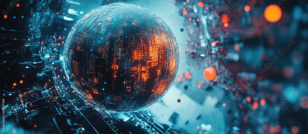 Poster abstract 3d rendered globe background with a technological theme