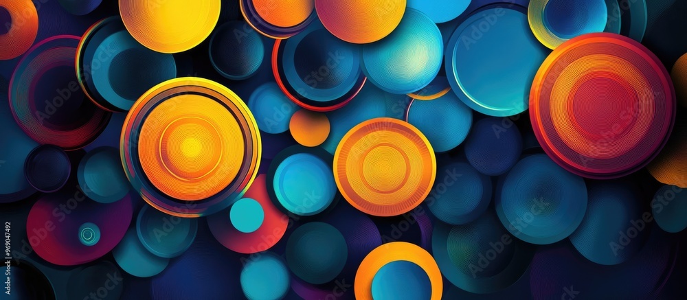 Poster colorful abstract geometric background with circular patterns