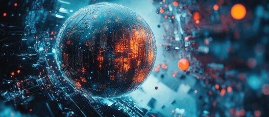 Obraz premium Abstract 3D rendered globe background with a technological theme