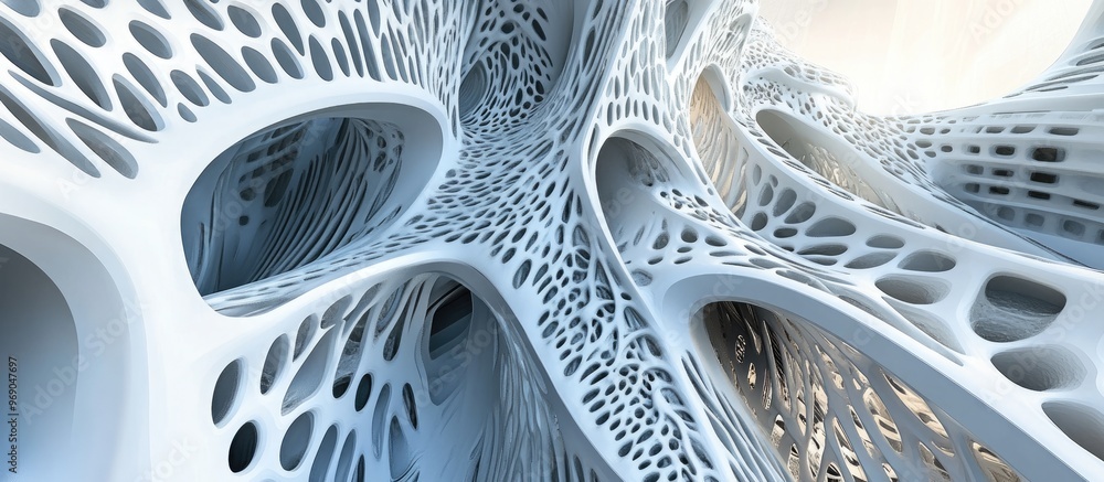Poster 3d rendering of an intricate architectural structure