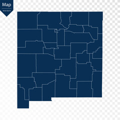 Obraz premium Transparent - High Detailed Blue Map of New Mexico. Vector eps10. 