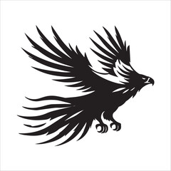 Obraz premium Harpy Eagle Silhouette Design, Eagle Clipart Graphic, Eagle Bird vector illustration in black and white