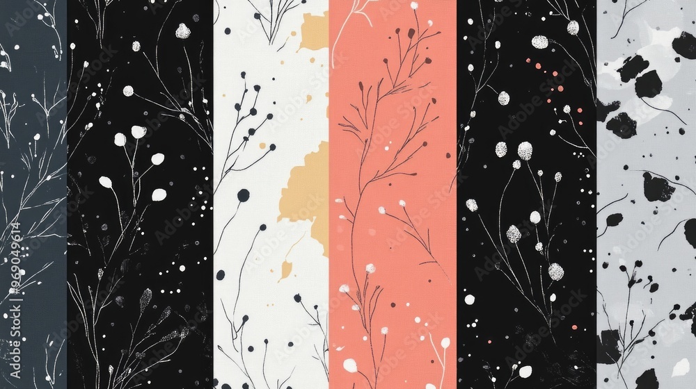 Poster black gray and white doodles on colorful backgrounds soft fabric pattern featuring sketch designs ra