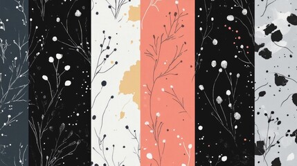 Black gray and white doodles on colorful backgrounds Soft fabric pattern featuring sketch designs Raster graphic with flat elements