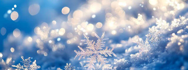 Snowflakes in a Frozen Winter Sky