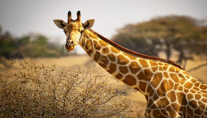 Obraz premium Sleek gold giraffe with patterned spots