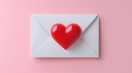 Red Heart on a White Envelope