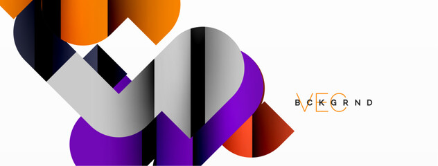 Colorful curve geometric shapes on white