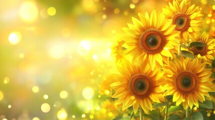 Obraz premium Sunflowers in a Golden Field