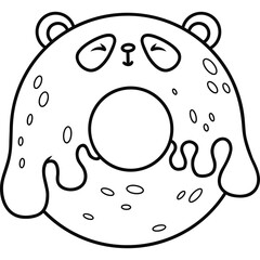 Cute outline donut bear panda