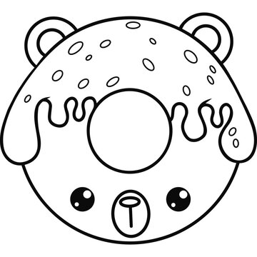 recommend clip art: Cute outline donut bear
