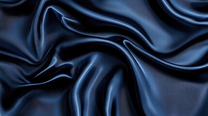 Fototapeta premium Navy blue elegant soft silk satin background with space for design