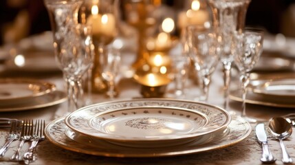 Fototapeta premium Elegant Dinner Table Setting