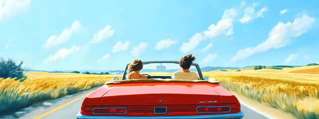 Fototapeta premium Carefree Summer Drive in a Convertible