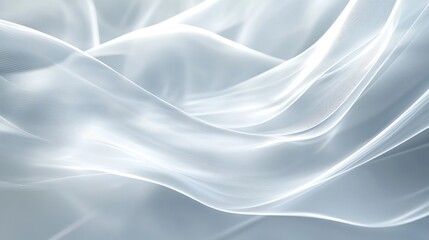 Naklejka premium Glowing transparent white lines and dynamic waves creating an ultra-wide background, perfect for sleek, minimalist visuals