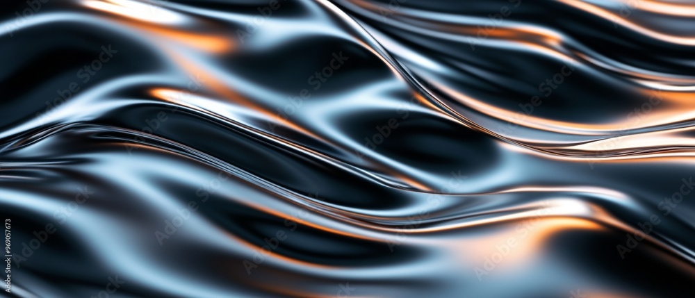 Poster metallic waves. abstract smooth reflections