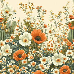 pattern with flowers cactus flowers 