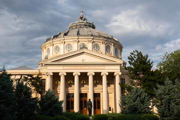 The famous Romanian Atheneum used as a concert hall and central landmark of Bucharest, Romania