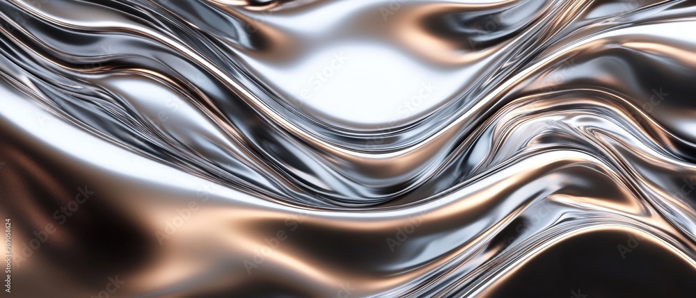 Poster metallic waves. abstract smooth reflections