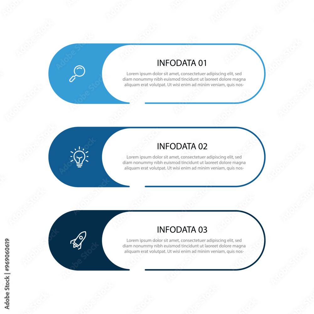 Poster 3 step process infographic template vector with icons can be used for workflow, business information, presentation and web graphic design 
