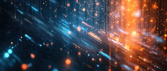 Fototapeta premium Abstract Digital Network with Blue and Orange Lights