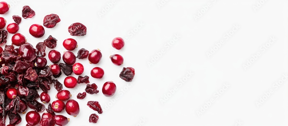 Fototapete dried cranberries against a white background. with copy space image. place for adding text or design
