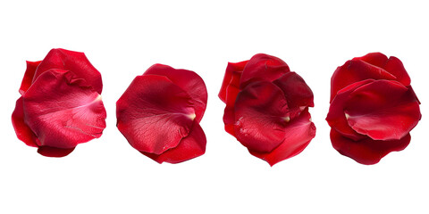 Collection of Red Rose Petals Isolated