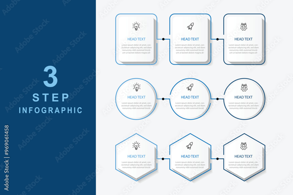Poster Infographic template vector element with icons and 3 step process can be used for workflow, business information and web graphic design 