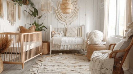 Stylish Boho Nursery Decor Set Featuring Eclectic Patterns and Creative Elements for a Cozy Room
