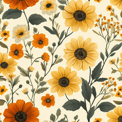  floral pattern with yellow flowers