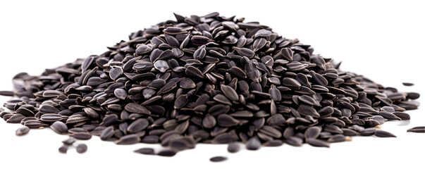 Sunflower Seeds Scattered Isolated on White, Transparent Background