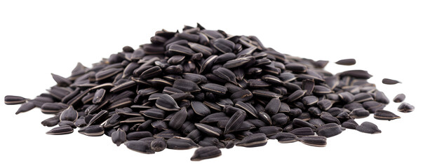 Sunflower Seeds Scattered Isolated on White, Transparent Background