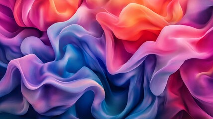 Obraz premium Colorful abstract waves of fabric in vibrant hues, artistic background. Creativity and design concept