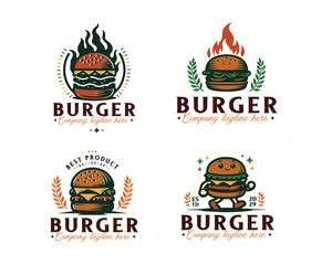 Obraz premium Set bundle classic cheese burger logo design for business company