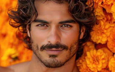 Handsome Brazilian Man with a Captivating Gaze, JPG Portrait image.